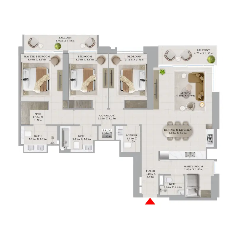 3 bedroom floor plan