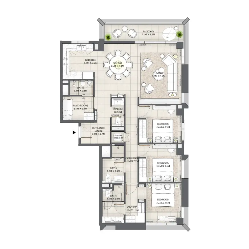 3 bedroom floor plan