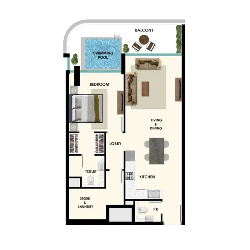 1 Bedroom apartments - Rome by Samana Developers floor plan