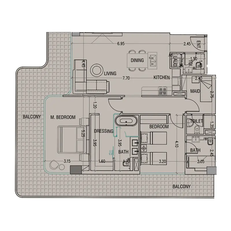 2 bedroom Apartments -  Nuvana By Wadan floor plan