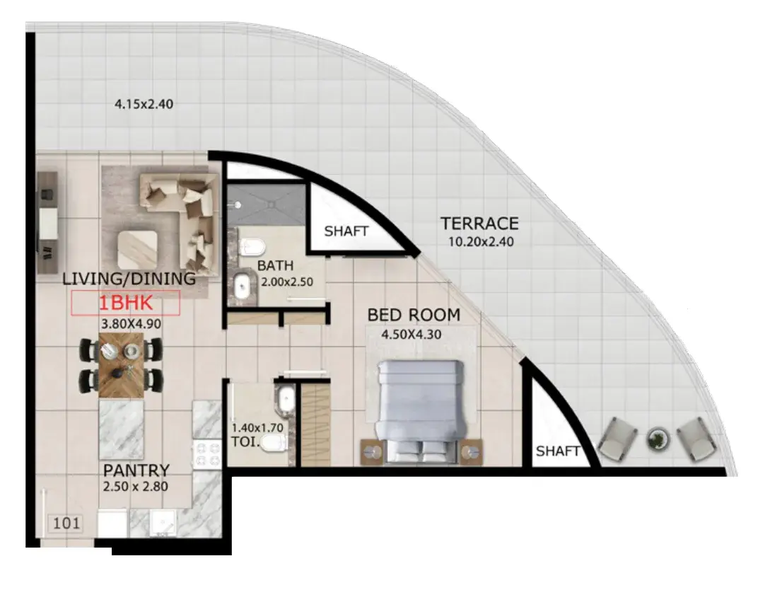 1 Bedroom apartments - Mayfair Gardens floor plan