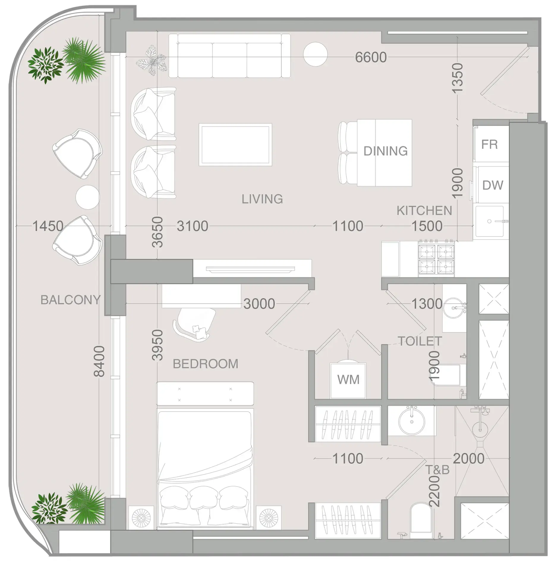 1 Bedroom apartments - ALTA V1EW floor plan