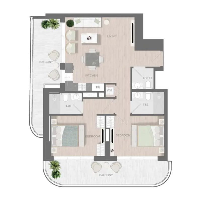 2 bedroom Apartments -  ALTA V1EW floor plan