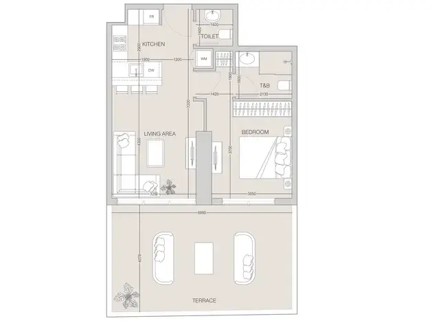 1 Bedroom apartments - The Fifth floor plan