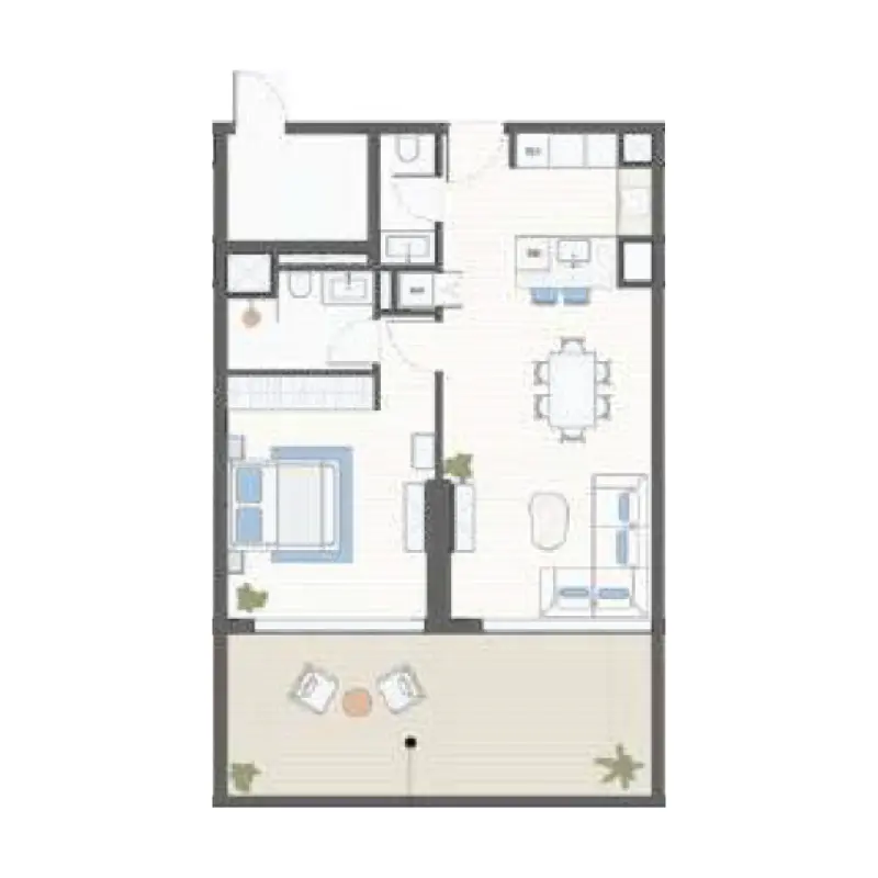 1 bedroom Apartments -  Ozone 1 floor plan