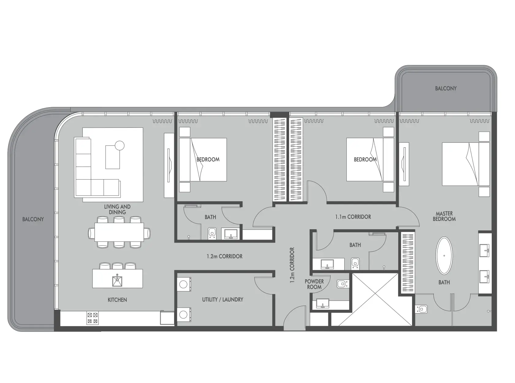 3 Bedrooms apartments - Seaside by Prestige One floor plan