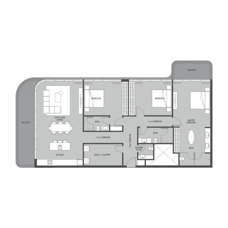 3 bedroom Apartments -  Seaside by Prestige One floor plan
