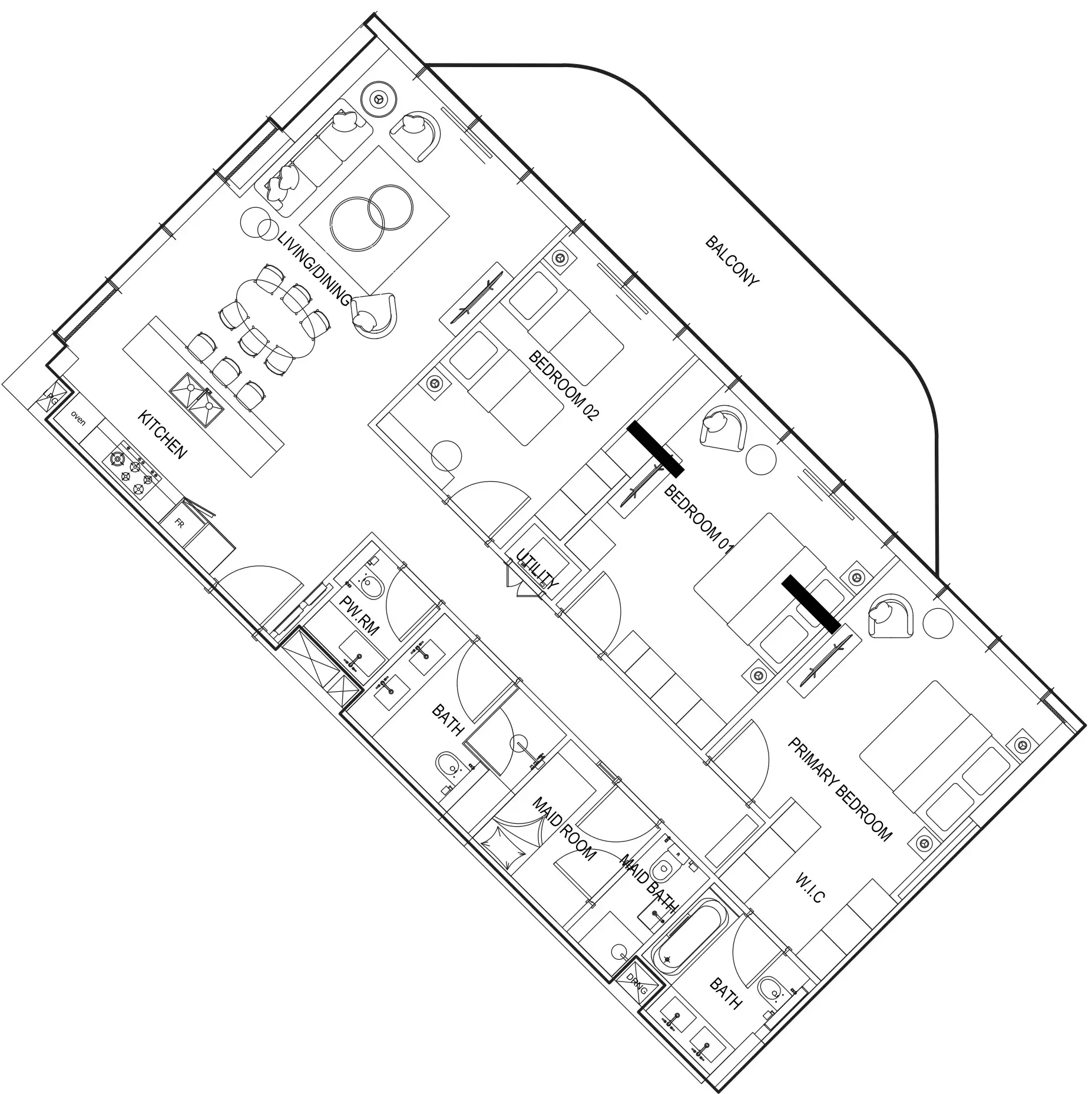 3 Bedrooms apartments - Parkway by Prestige One floor plan