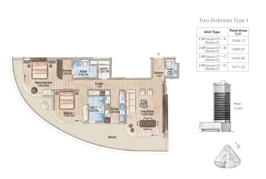 Type 1-A floor plan