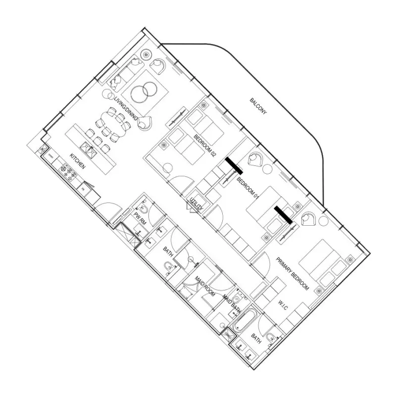 3 bedroom Apartments -  Parkway by Prestige One floor plan