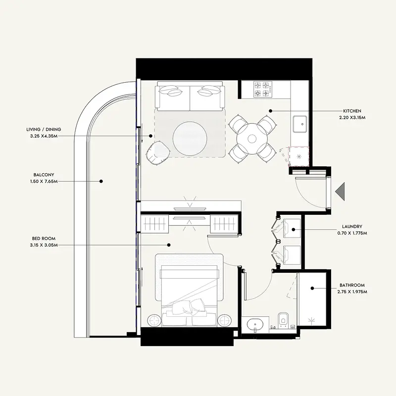 1 bedroom Apartments -  Azizi Milan floor plan