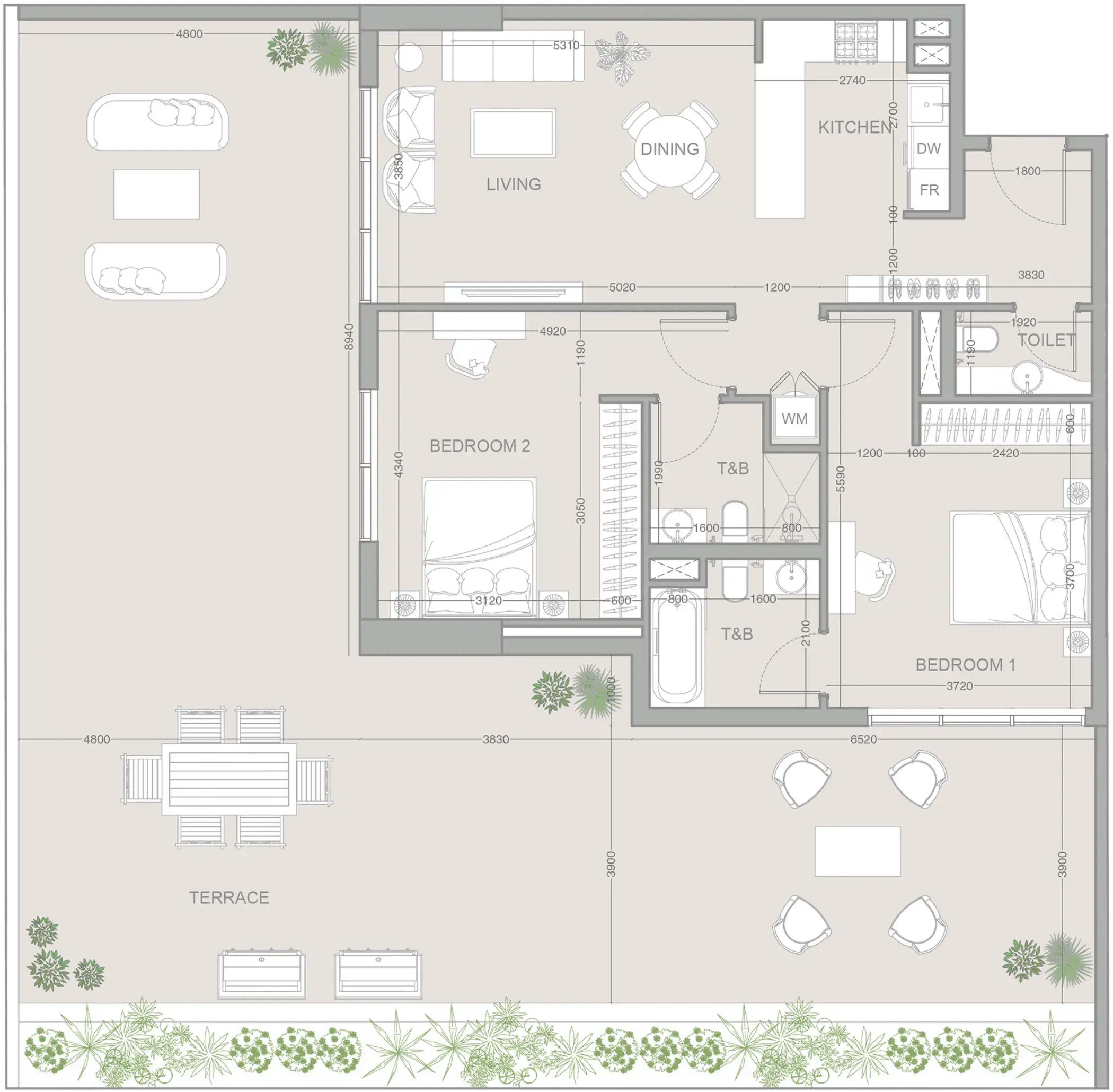 2 Bedrooms apartments - V1STARA House floor plan