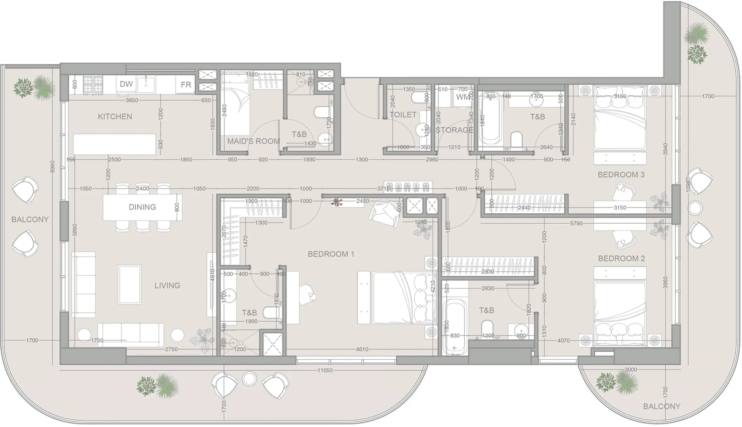 3 Bedrooms apartments - V1STARA House floor plan