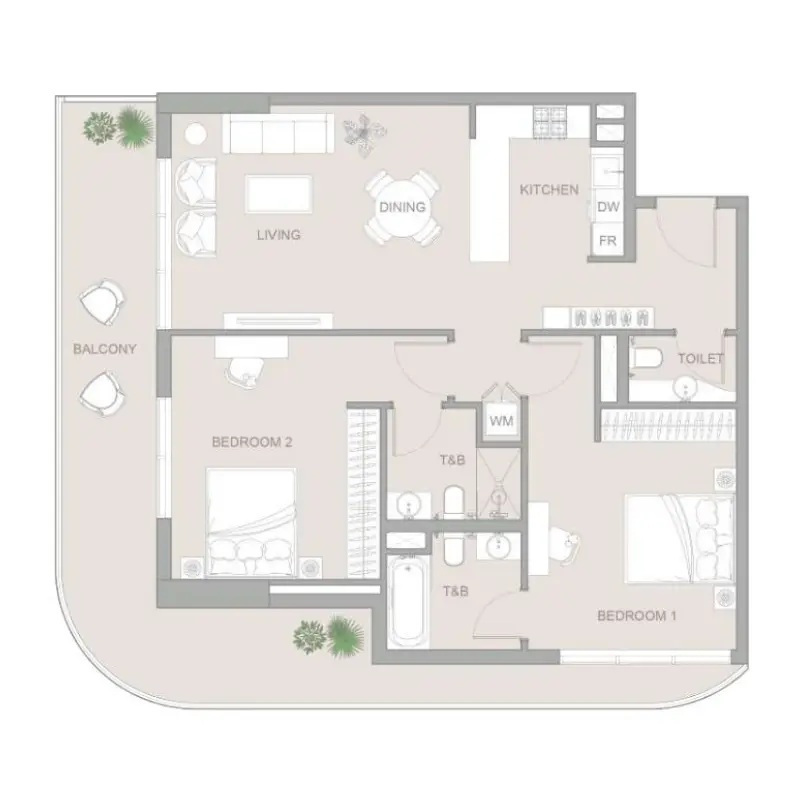 2 bedroom Apartments -  V1STARA House floor plan