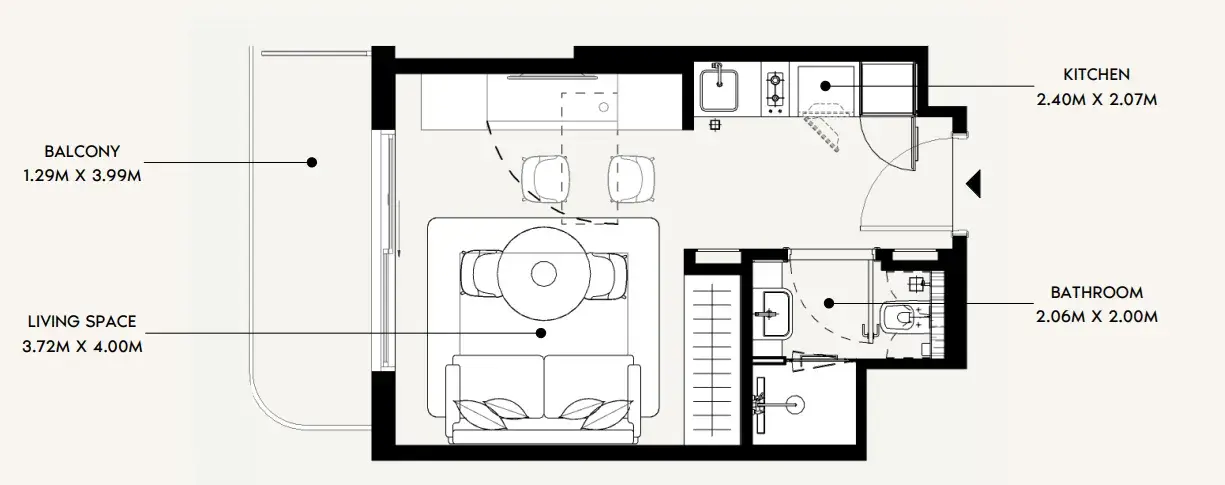 Studio apartments - Azizi David floor plan