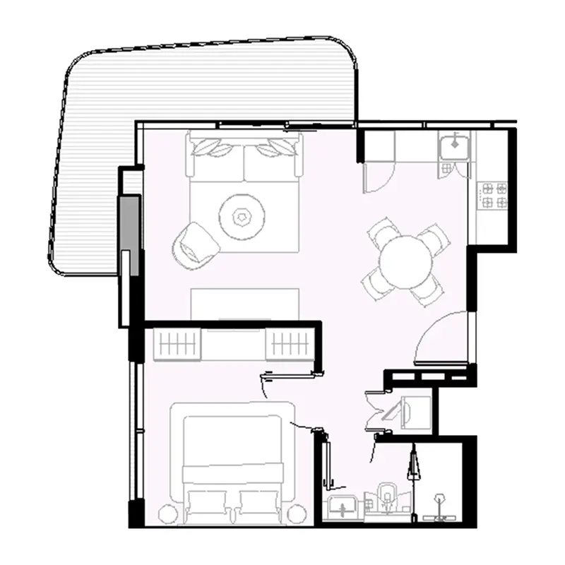 1 bedroom Apartments -  Azizi David floor plan