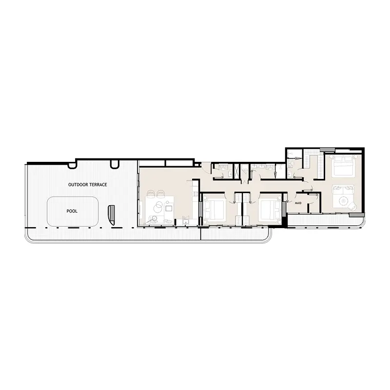 3 bedroom + pool Penthouse -  Azizi David floor plan