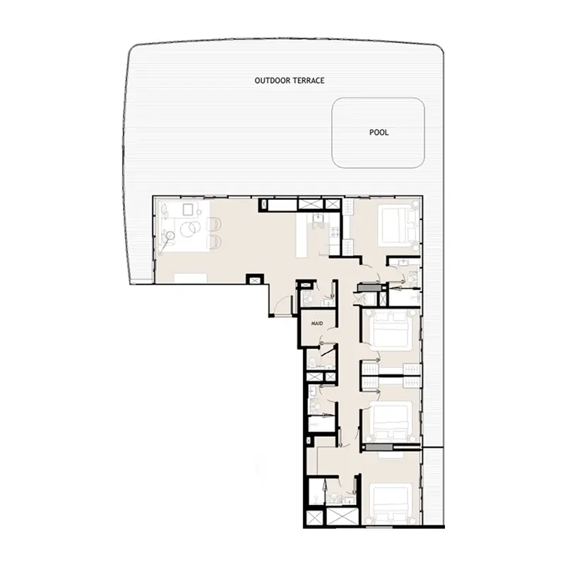 4 bedroom + pool Penthouse -  Azizi David floor plan