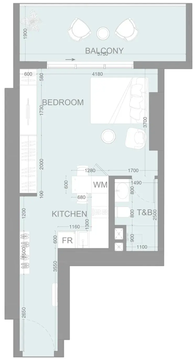 Studio apartments - LUM1NAR floor plan