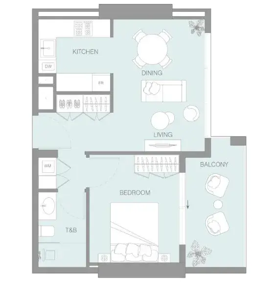 1 Bedroom apartments - LUM1NAR floor plan