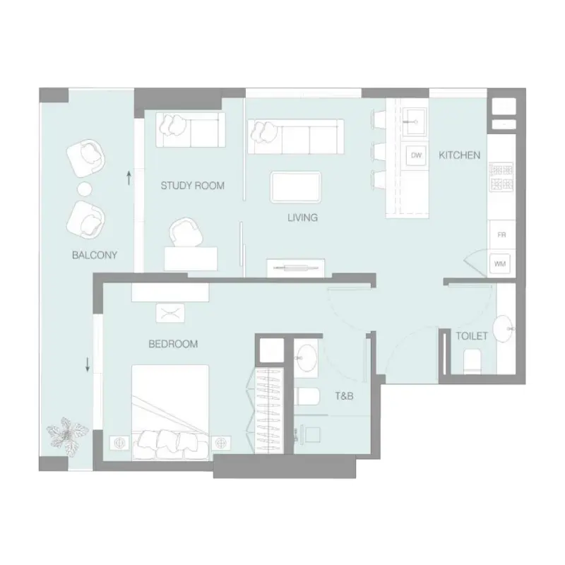 1,5 bedroom Apartments -  Lum1nar floor plan