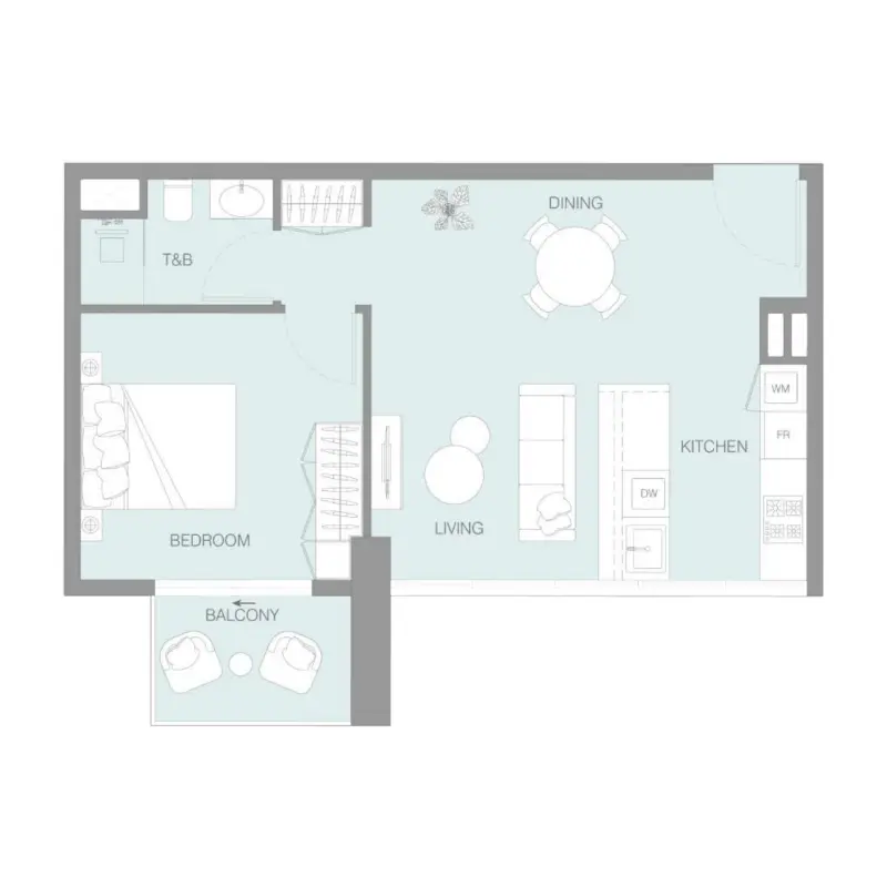 1 bedroom Apartments -  Lum1nar floor plan