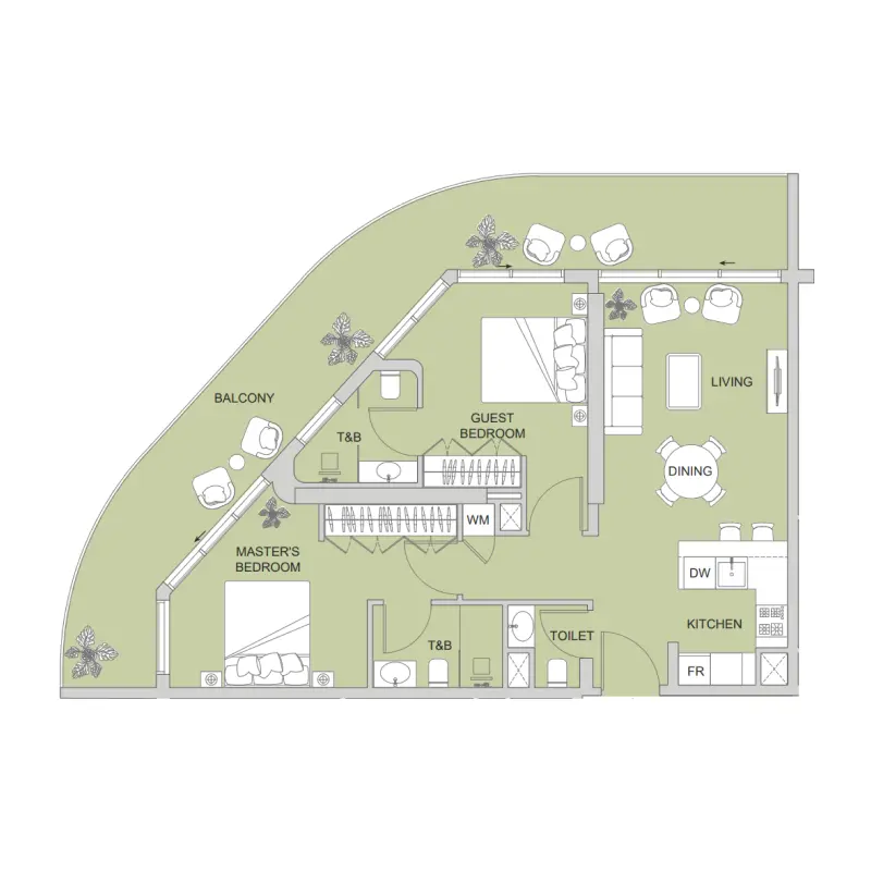 2 bedroom floor plan