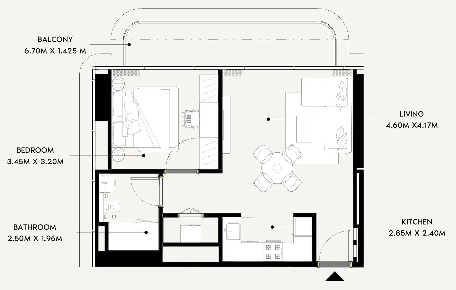 1 Bedroom apartments - Azizi Wares floor plan
