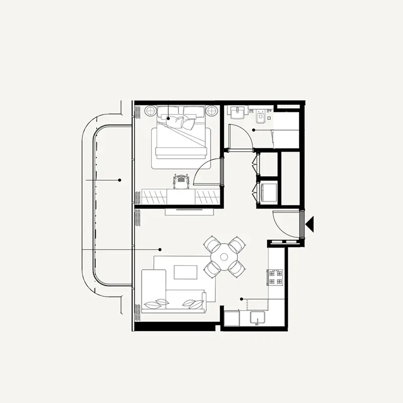 1 bedroom Apartments -  Azizi Wares floor plan