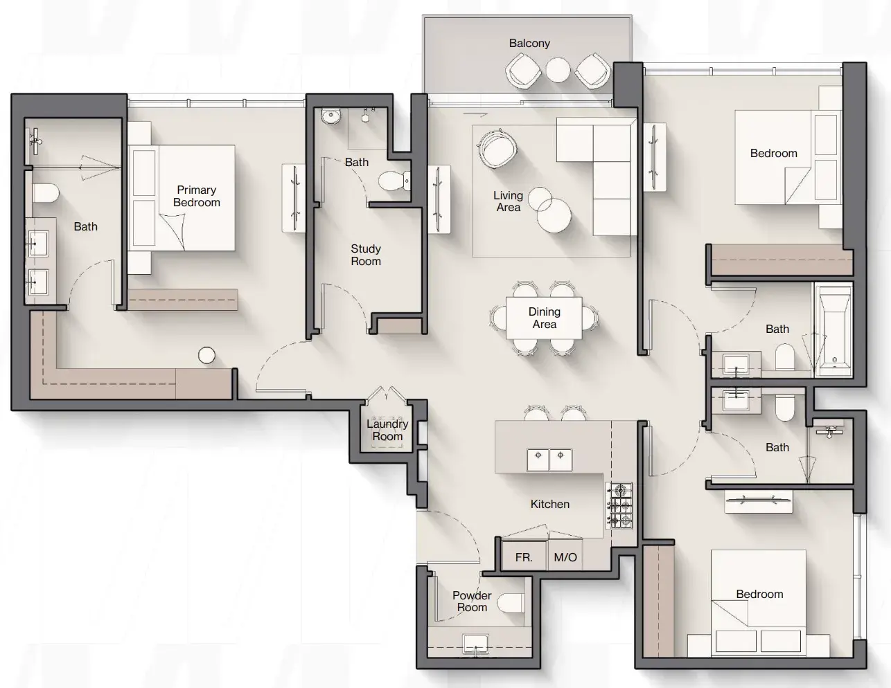 3 Bedrooms apartments - Windsor House 2 floor plan