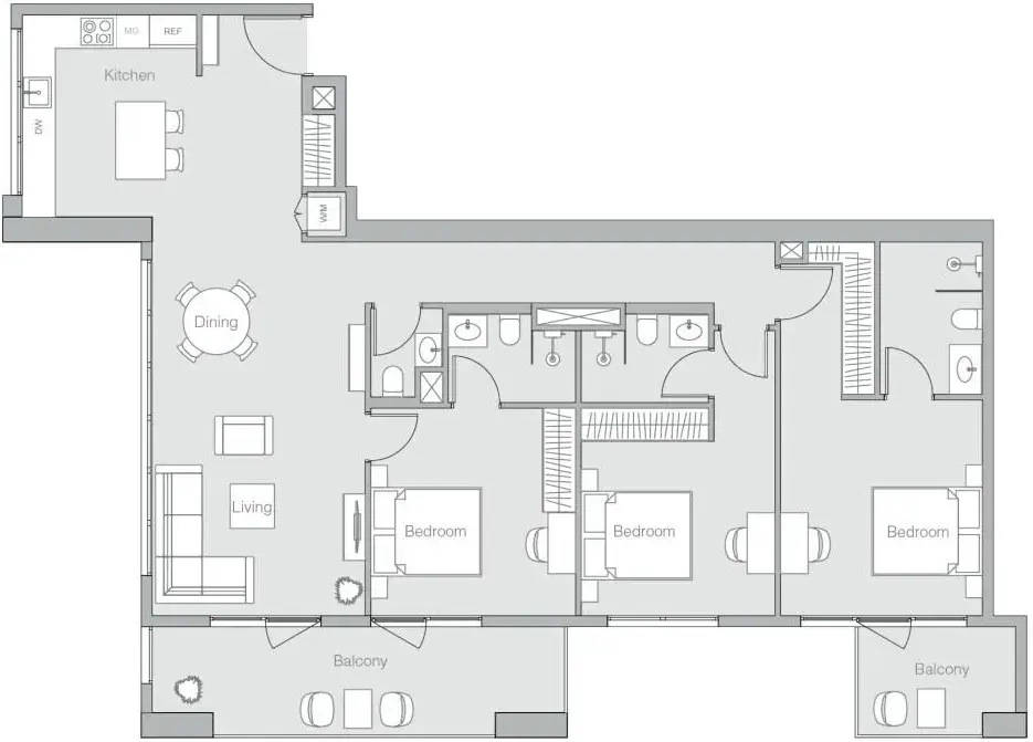 3 Bedrooms apartments - V1TER floor plan