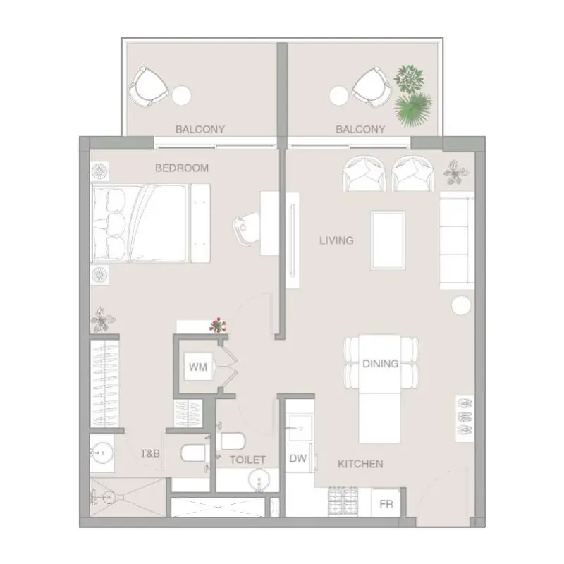 1 bedroom floor plan