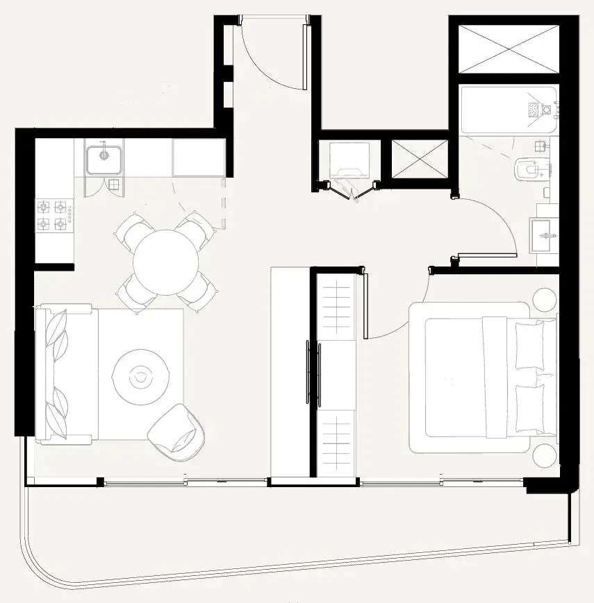 1 Bedroom apartments - Azizi Sakandar floor plan