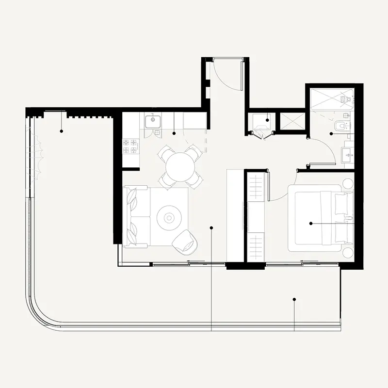 1 bedroom Apartments -  Azizi Sakandar floor plan