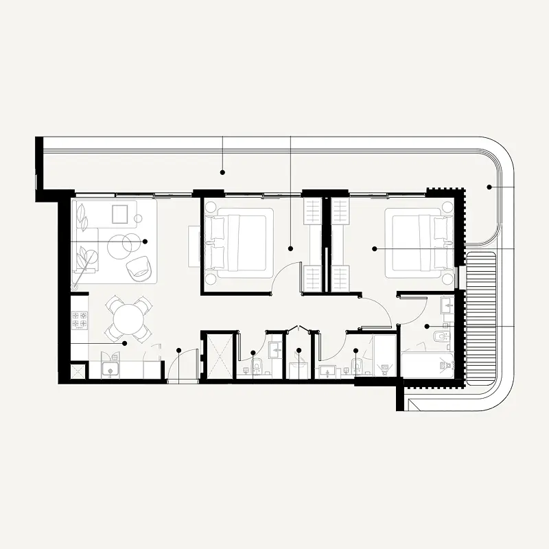 2 bedroom Apartments -  Azizi Sakandar floor plan