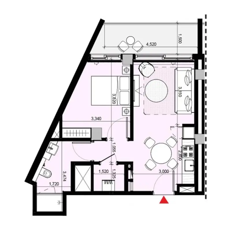 1 bedroom floor plan