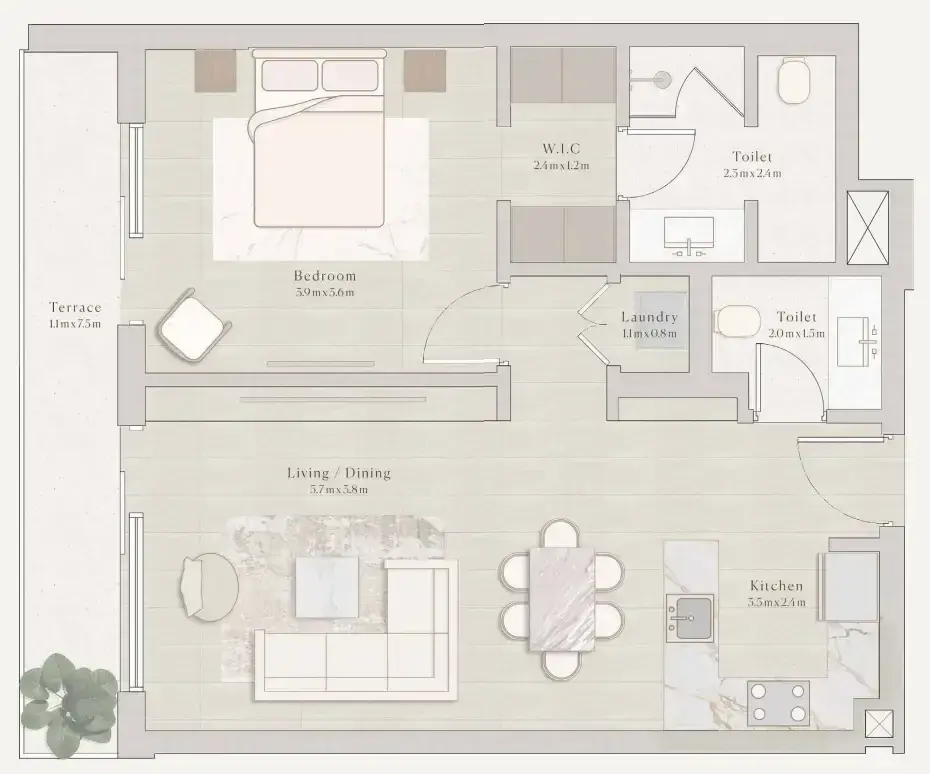 1 Bedroom apartments - Emerge Residences floor plan
