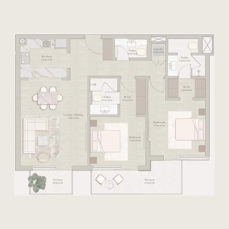2 bedroom Apartments -  Emerge Residences floor plan