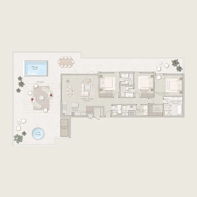 3 bedroom + pool Apartments - Emerge Residences floor plan
