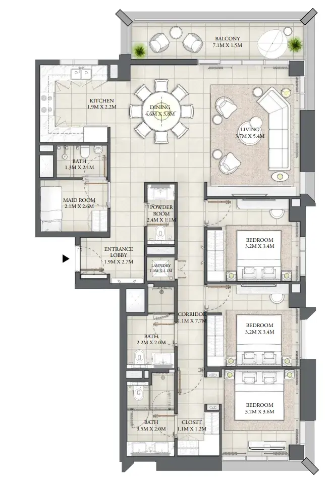 3 Bedrooms apartments - Savanna floor plan