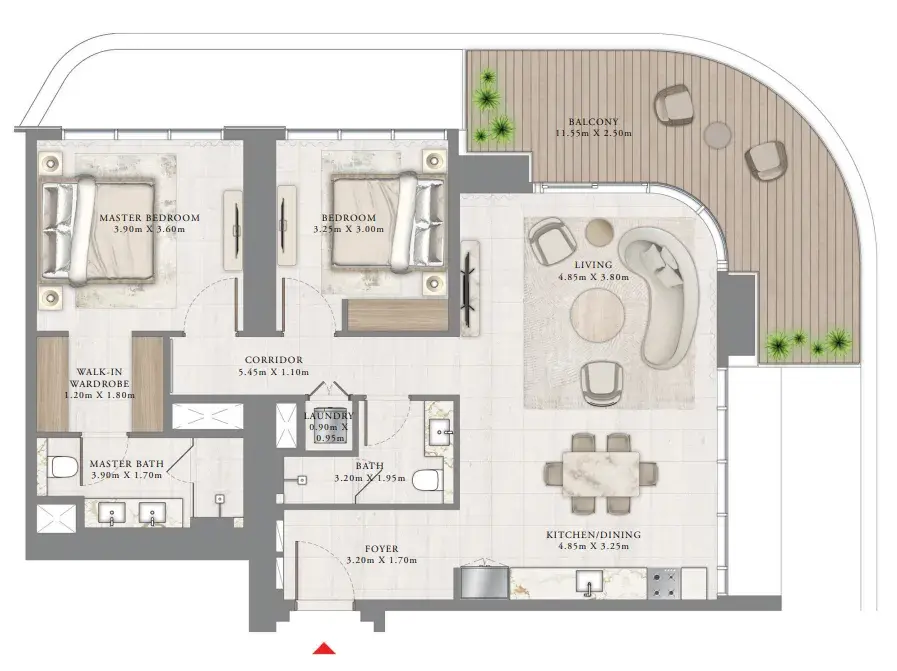 2 Bedrooms apartments - Seapoint floor plan