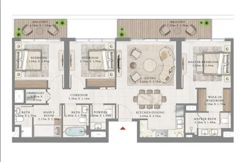 3 Bedrooms apartments - Seapoint floor plan
