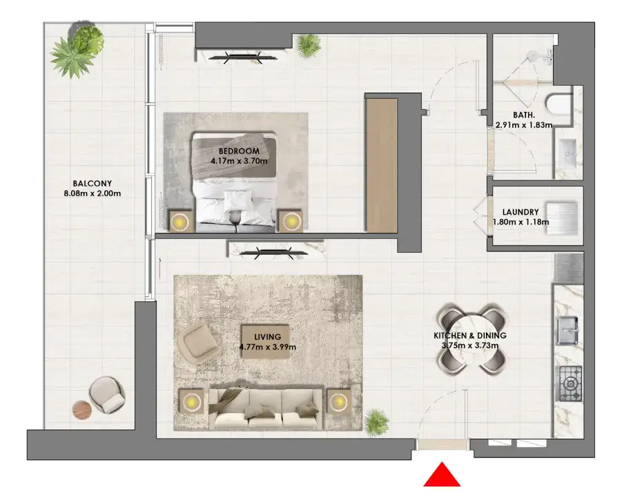 1 Bedroom apartments - Parkside Views floor plan