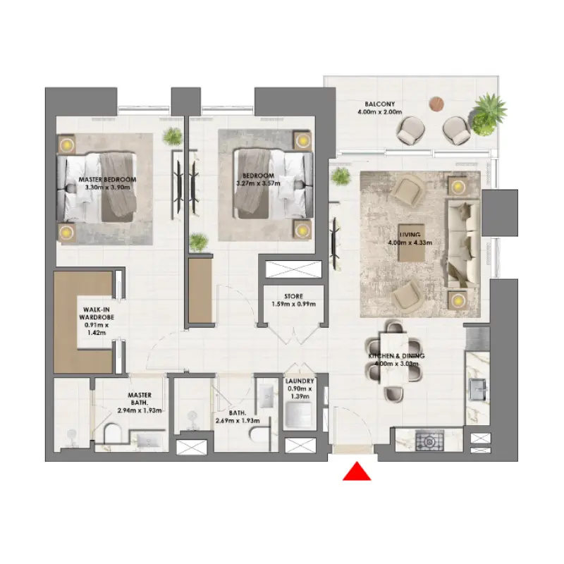 2 bedroom floor plan