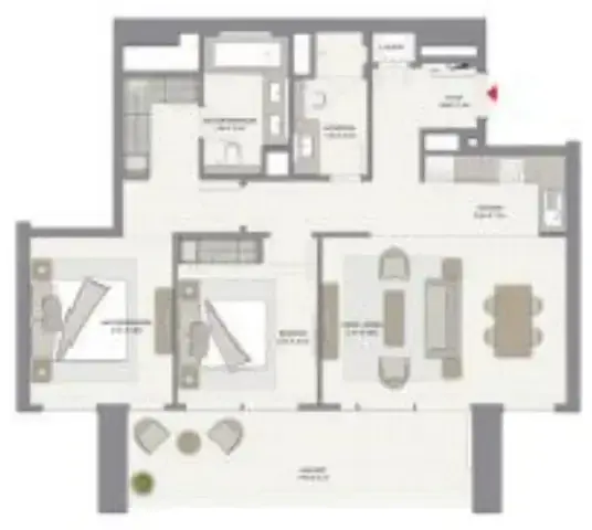 2 Bedrooms apartments - Harbour Gate floor plan