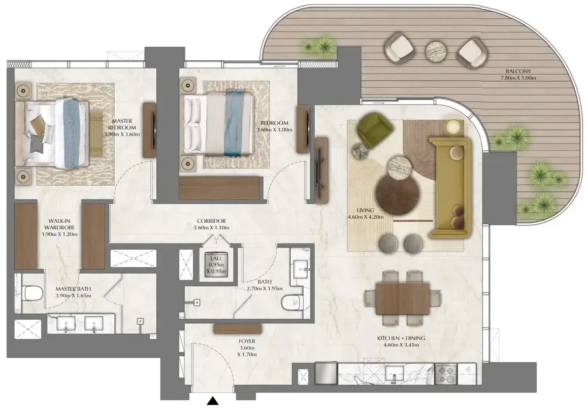 2 Bedrooms apartments - Address Residences Zabeel floor plan