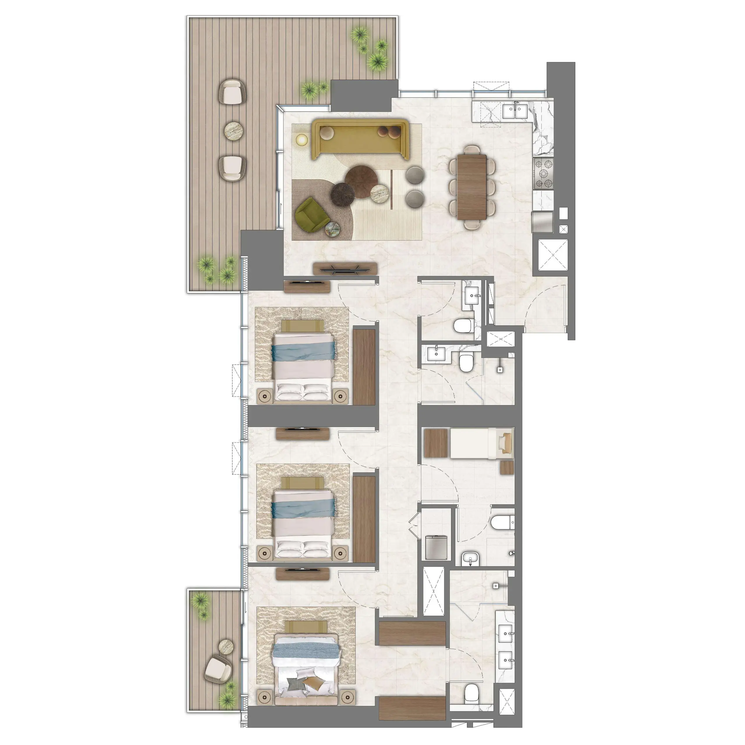 3 Bedrooms apartments - Address Residences Zabeel floor plan