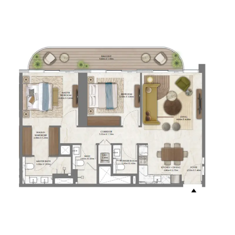 2 bedroom floor plan