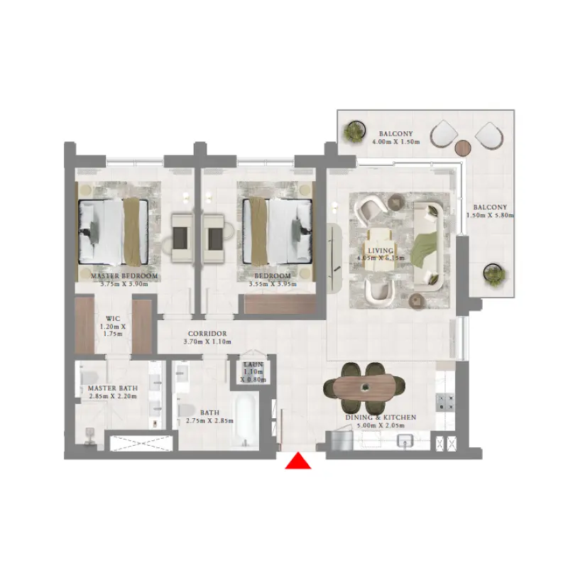 2 bedroom floor plan