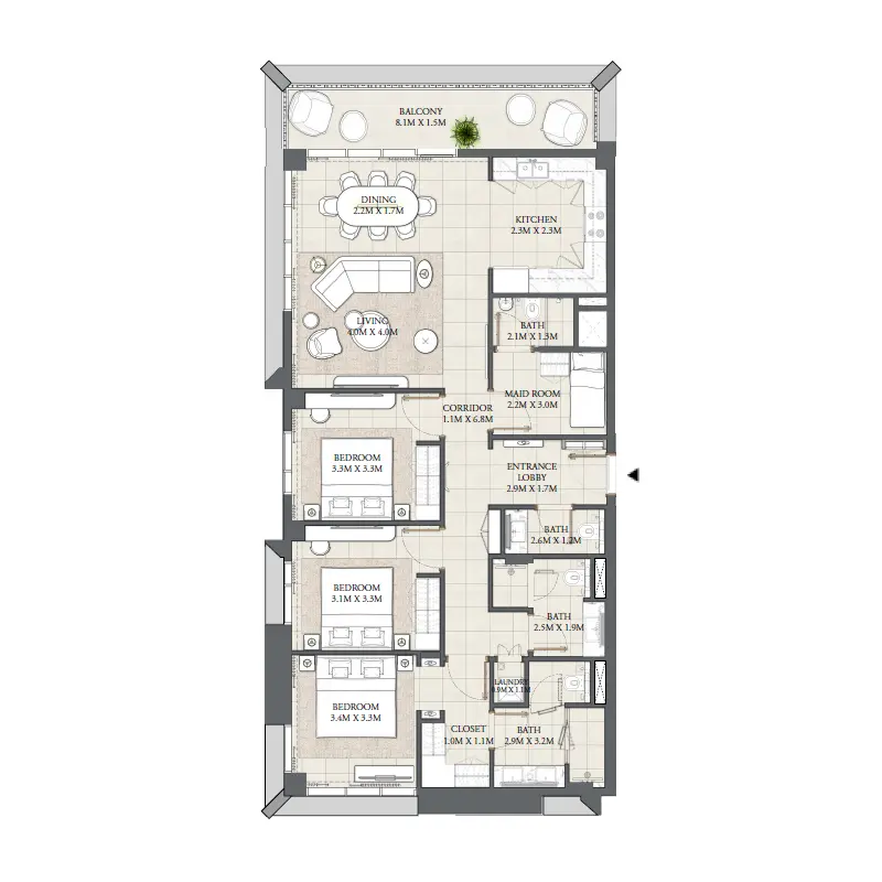 3 bedroom floor plan